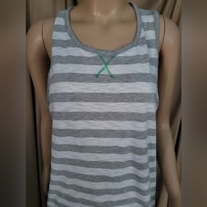 Large Womens Activewear Tank Top.by adidas (gray/white Stripes)